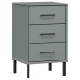 Mesita de noche patas de metal madera maciza pino gris OSLO de vidaXL, Mesitas de noche - Ref: Foro24-350977, Precio: 89,90 €...
