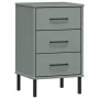 OSLO gray pine solid wood metal legs bedside table by vidaXL, Nightstands - Ref: Foro24-350977, Price: 88,48 €, Discount: %