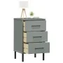 OSLO gray pine solid wood metal legs bedside table by vidaXL, Nightstands - Ref: Foro24-350977, Price: 88,48 €, Discount: %