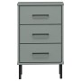 Mesita de noche patas de metal madera maciza pino gris OSLO de vidaXL, Mesitas de noche - Ref: Foro24-350977, Precio: 89,90 €...