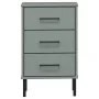 OSLO gray pine solid wood metal legs bedside table by vidaXL, Nightstands - Ref: Foro24-350977, Price: 88,48 €, Discount: %