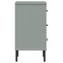 Mesita de noche patas de metal madera maciza pino gris OSLO de vidaXL, Mesitas de noche - Ref: Foro24-350977, Precio: 89,90 €...