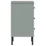 OSLO gray pine solid wood metal legs bedside table by vidaXL, Nightstands - Ref: Foro24-350977, Price: 88,48 €, Discount: %