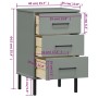 Mesita de noche patas de metal madera maciza pino gris OSLO de vidaXL, Mesitas de noche - Ref: Foro24-350977, Precio: 89,90 €...