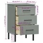 OSLO gray pine solid wood metal legs bedside table by vidaXL, Nightstands - Ref: Foro24-350977, Price: 88,48 €, Discount: %
