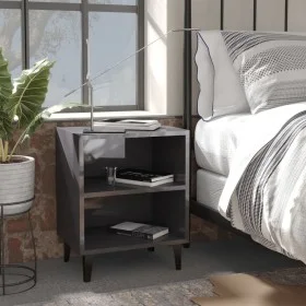 Bedside tables with metal legs, set of 2, glossy gray, 40x30x50 cm by vidaXL, Nightstands - Ref: Foro24-805814, Price: 46,80 ...