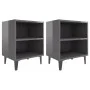 Bedside tables with metal legs, set of 2, glossy gray, 40x30x50 cm by vidaXL, Nightstands - Ref: Foro24-805814, Price: 46,80 ...