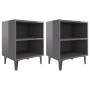 Nachttische Metallbeine 2 Stück glänzend grau 40x30x50 cm von vidaXL, Nachttische - Ref: Foro24-805814, Preis: 47,32 €, Rabat...