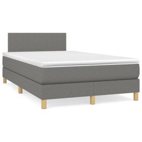 Cama box spring con colchón y LED tela marrón oscuro 120x190 cm en Camas y somieres | Comprar online en Foro24