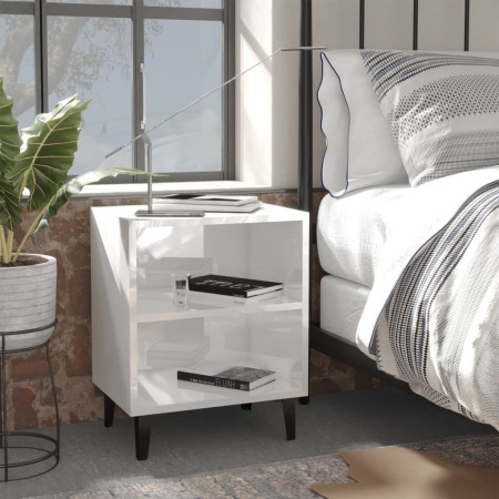 Bedside tables metal legs 2 units glossy white 40x30x50 cm by vidaXL, Nightstands - Ref: Foro24-805810, Price: 47,36 €, Disco...