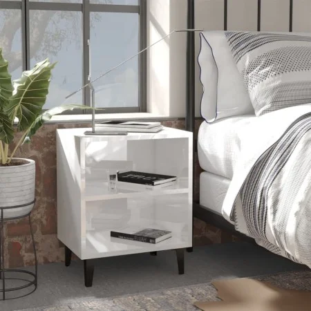 Mesitas de noche patas metal 2 uds blanco brillo 40x30x50 cm de vidaXL, Mesitas de noche - Ref: Foro24-805810, Precio: 46,90 ...