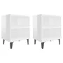 Mesitas de noche patas metal 2 uds blanco brillo 40x30x50 cm de vidaXL, Mesitas de noche - Ref: Foro24-805810, Precio: 46,90 ...