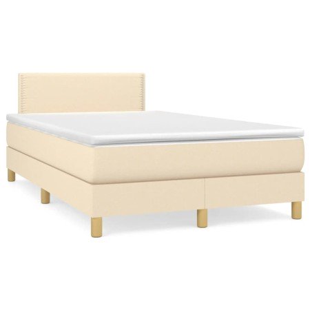 Cama box spring con colchón y luces LED tela crema 120x190 cm en Camas y somieres | Comprar online en Foro24