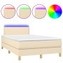 Cama box spring con colchón y luces LED tela crema 120x190 cm en Camas y somieres | Comprar online en Foro24