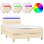 Cama box spring con colchón y luces LED tela crema 120x190 cm en Camas y somieres | Comprar online en Foro24