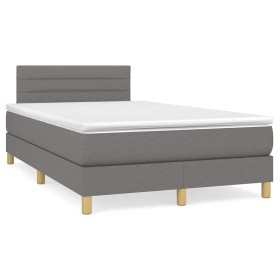 Cama box spring con colchón y LED tela marrón oscuro 120x190 cm en Camas y somieres | Comprar online en Foro24
