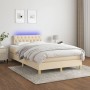 Cama box spring con colchón y luces LED tela crema 120x190 cm en Camas y somieres | Comprar online en Foro24
