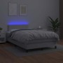 Cama box spring colchón y LED cuero sintético blanco 120x190 cm
