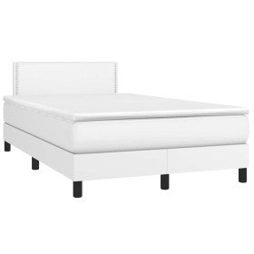 Cama box spring colchón y LED cuero sintético blanco 120x190 cm en Camas y somieres | Comprar online en Foro24