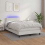 Cama box spring colchón y LED cuero sintético blanco 120x190 cm