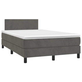 Cama box spring colchón y LED terciopelo gris oscuro 120x190 cm Cama box spring colchón y LED terciopelo gris oscuro 120x190 cm