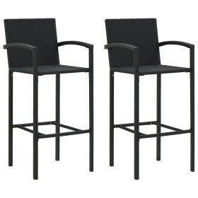 Küchenhocker 2 Einheiten aus schwarzem synthetischem Rattan von vidaXL, Gartenstühle - Ref: Foro24-313452, Preis: 169,52 €, R...