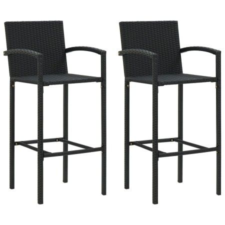 Küchenhocker 2 Einheiten aus schwarzem synthetischem Rattan von vidaXL, Gartenstühle - Ref: Foro24-313452, Preis: 169,52 €, R...