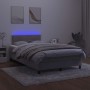 Cama box spring colchón y LED terciopelo gris claro 120x190 cm