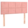 Cama box spring con colchón y LED terciopelo rosa 120x190 cm