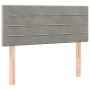 Cama box spring colchón y LED terciopelo gris claro 120x190 cm