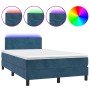 Cama box spring colchón y LED terciopelo azul oscuro 120x190 cm en Camas y somieres | Comprar online en Foro24