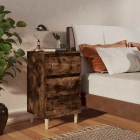 Bedside table solid wood legs smoked oak 40x35x69 cm by vidaXL, Nightstands - Ref: Foro24-813134, Price: 42,01 €, Discount: %