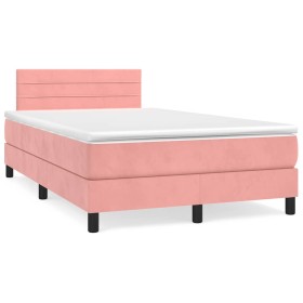 Cama box spring con colchón y LED terciopelo rosa 120x190 cm Cama box spring con colchón y LED terciopelo rosa 120x190 cm