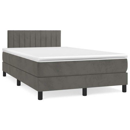 Cama box spring colchón y LED terciopelo gris oscuro 120x190 cm en Camas y somieres | Comprar online en Foro24