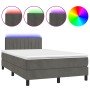 Cama box spring colchón y LED terciopelo gris oscuro 120x190 cm en Camas y somieres | Comprar online en Foro24