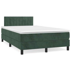 Cama box spring colchón y LED terciopelo verde oscuro 120x190cm Cama box spring colchón y LED terciopelo verde oscuro 120x190cm