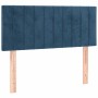 Cama box spring colchón y LED terciopelo azul oscuro 120x190 cm
