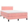 Cama box spring con colchón y LED terciopelo rosa 120x190 cm en Camas y somieres | Comprar online en Foro24