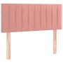 Cama box spring con colchón y LED terciopelo rosa 120x190 cm