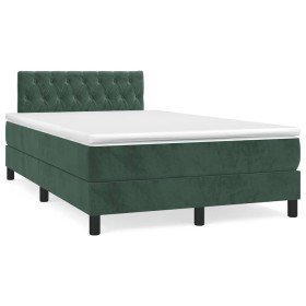 Cama box spring colchón y LED terciopelo verde oscuro 120x190cm Cama box spring colchón y LED terciopelo verde oscuro 120x190cm