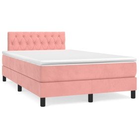 Cama box spring con colchón y LED terciopelo rosa 120x190 cm en Camas y somieres | Comprar online en Foro24