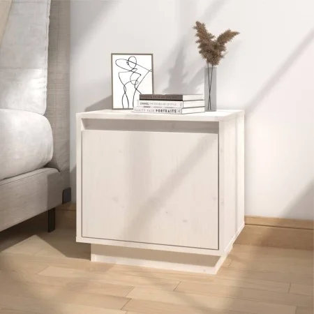 Mesita de noche de madera maciza de pino blanco 40x30x40 cm de vidaXL, Mesitas de noche - Ref: Foro24-813307, Precio: 43,32 €...