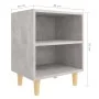 Mesita de noche patas madera maciza gris hormigón 40x30x50 cm de vidaXL, Mesitas de noche - Ref: Foro24-805787, Precio: 29,54...