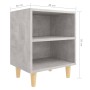 Mesita de noche patas madera maciza gris hormigón 40x30x50 cm de vidaXL, Mesitas de noche - Ref: Foro24-805787, Precio: 29,89...