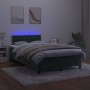 Cama box spring colchón y LED terciopelo verde oscuro 120x190cm
