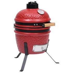 2 en 1 Barbacoa ahumadora Kamado de cerámica rojo 56 cm