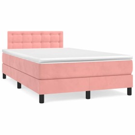 Cama box spring con colchón y LED terciopelo rosa 120x190 cm Cama box spring con colchón y LED terciopelo rosa 120x190 cm