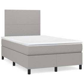 Cama box spring con colchón y LED tela gris claro 120x190 cm en Camas y somieres | Comprar online en Foro24