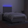 Cama box spring con colchón y LED tela gris claro 120x190 cm