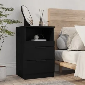 Mesita de noche madera contrachapada color negro de vidaXL, Mesitas de noche - Ref: Foro24-811234, Precio: 74,19 €, Descuento: %